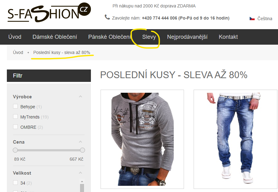 S-fashion sleva 80 %