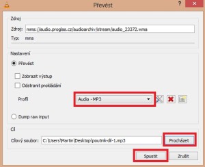 Nastavení převodu do mp3