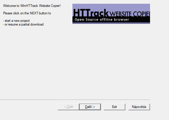 stahování přes Httrack