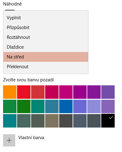 nastavení prezentace barvy