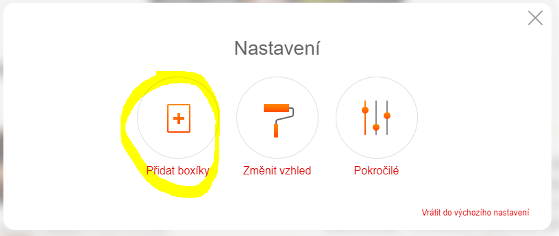 přidání boxíku