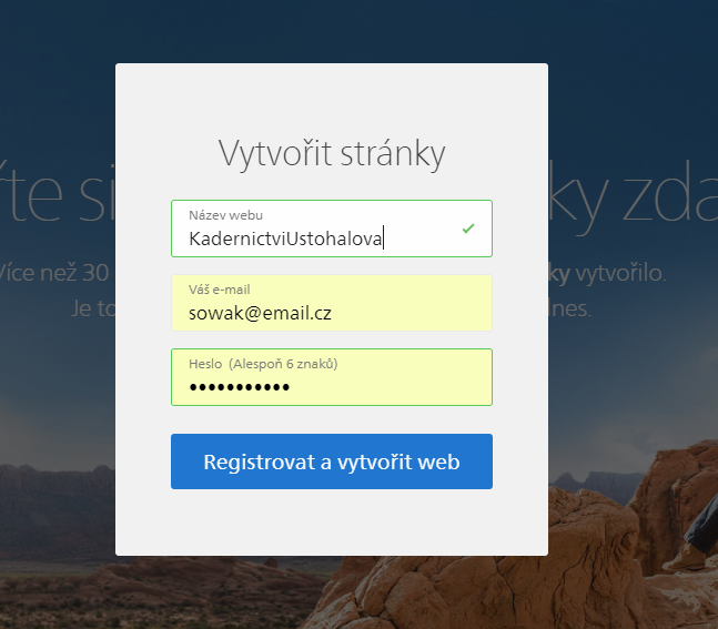 Název a registrace webu