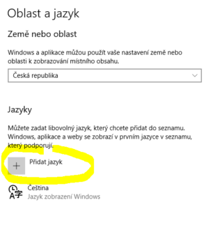 přidat jazyk klávesnice