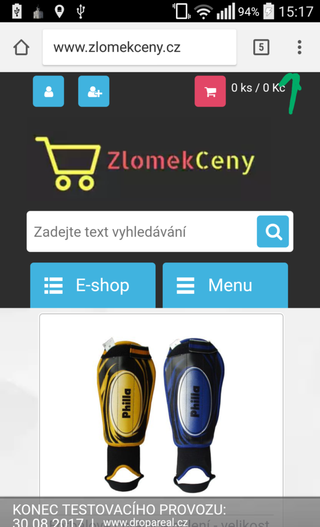Nastavení v Chrome pro mobil