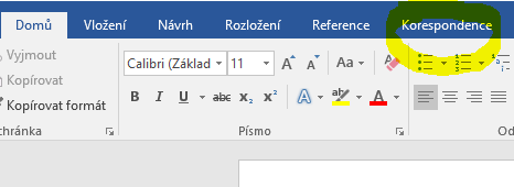 Korespondence v MS Word