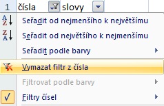 odstranění filtru