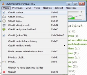 Otevření souboru ve VLC