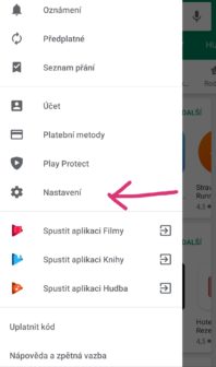 nastavení google play