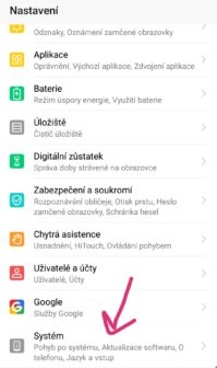 nastavení systému