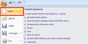 Menu Soubor > Nový