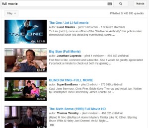 Plné filmy na YouTube