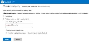 Řešení přesměrování na Outlook.com