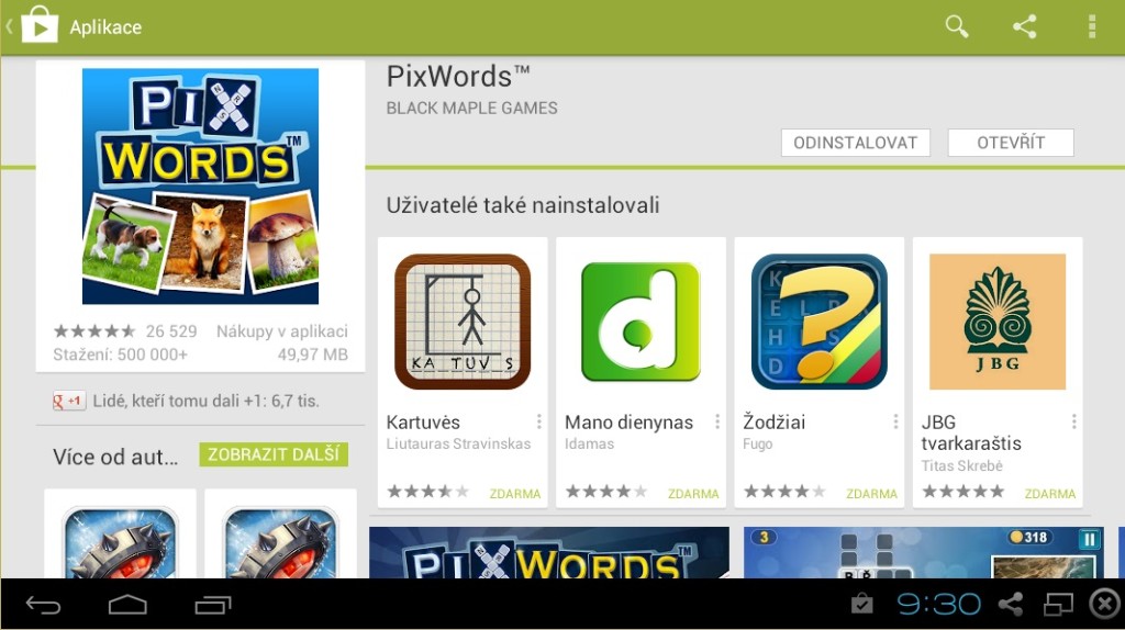 Pixwords nainstalován