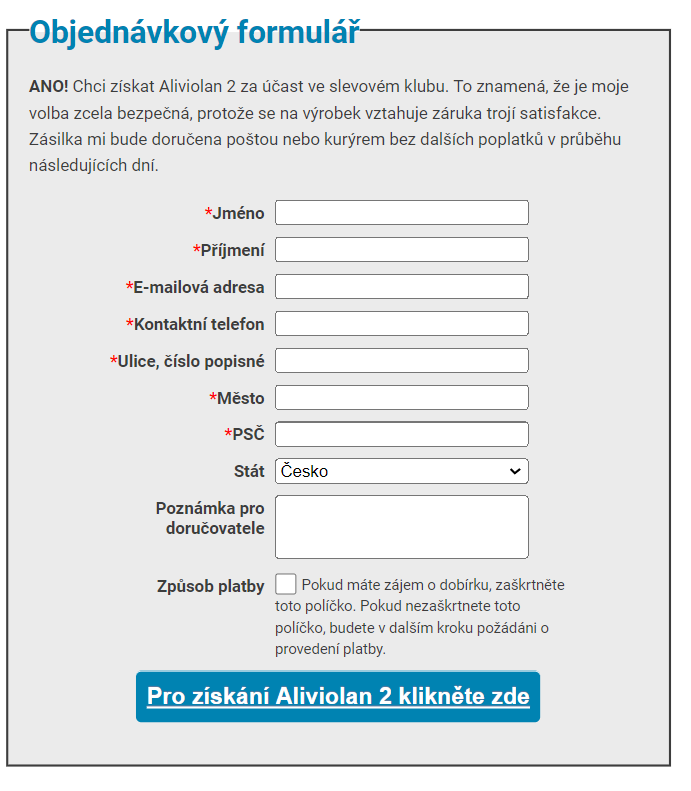 Objednávka Aliviolan